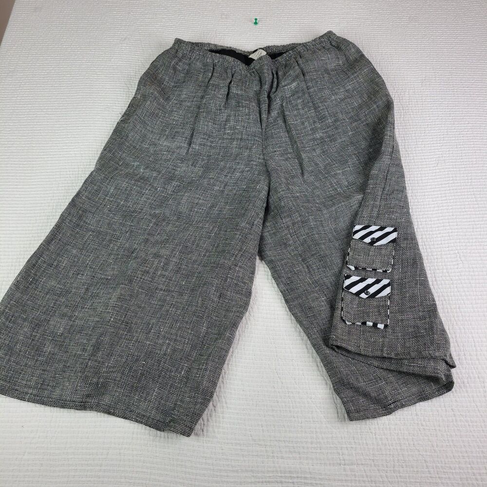 IC by Connie K Wide Leg Pockets Women Size XL Pull On Crop Linen Lined